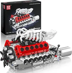 Конструктор двигун Mould King V12 Naturally Aspirated Engine Ferrari моторизований дитячий мотор 1366 деталей - мініатюра 2