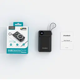 Повербанк 20000mAh Choetech B696 Black QC3.0 PD3.0 бездротова зарядка смартфонів та Apple Watch (43-00132) - мініатюра 3