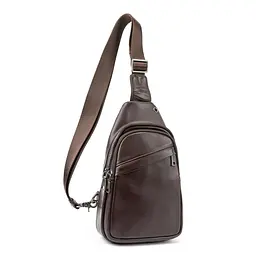Сумка-слінг чоловіча шкіряна TDING BAG 8010C шоколад - мініатюра 6