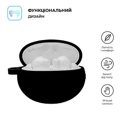 Силіконовий чохол для навушників HUAWEI FreeBuds 5i/6i, Hang Case, чорний, ультратонкий захисний кейс товщиною 2 мм, захист від подряпин, пилу та ударів, компактний, з карабіном для кріплення, ArmorStandart (ARM79927) - мініатюра 2