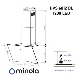 Витяжка декоративна похила MINOLA HVS 6812 BL 1200 LED - мініатюра 13