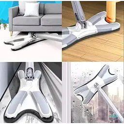 Швабра метелик ледарка X-type mop з автовіджимом, телескопічною ручкою та насадкою з мікрофібри - мініатюра 7