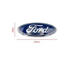 Емблема Ford Синій + Хром 146х58 мм пластик (скотч + 3 напрямні) YM21A425A52BAZPAA - мініатюра 2