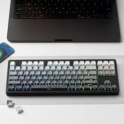 Набір кейкапів Black–White Gradient PBT , Чорний з лініями - мініатюра 5
