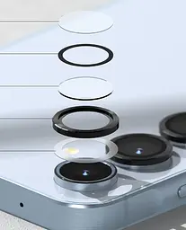 Захисне скло DK для Samsung Galaxy A55 A556 на камеру Lens Metal Ring Eagle Eye 017695 black 2 шт. - мініатюра 5