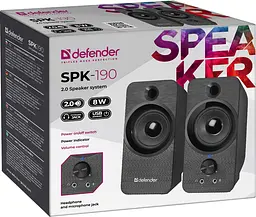 Акустична система 2.0 Defender SPK 190, 8Вт, USB, чорна - мініатюра 3