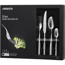 Набір столових приладів Ardesto Black Mars Bordeaux нержавіюча сталь 24 шт. (AR0724BS)