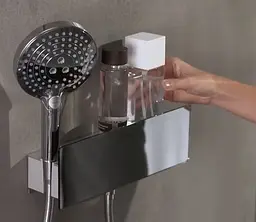 Шлангове під'єднання Hansgrohe Fixfit Porter 300 з тримачем та поличкою біле хромоване 26456400, Хром - мініатюра 3