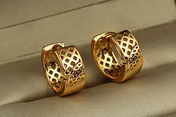 Сережки кільця Xuping Jewelry широкі сіточка 1.5 см золотисті