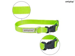 Нашийник для собак Amiplay Samba L, 35–50 × 2.5 см, зелений