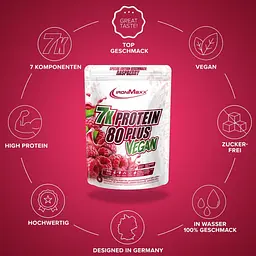 Протеїн IronMaxx Vegan Protein 7k - 80 Plus Малина 500 г - мініатюра 3