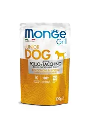 Вологий корм для цуценят Monge Grill Puppy & Junior, курка та індичка, 100 г