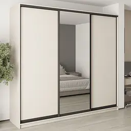 Шафа-купе тридверна MebelStar Комбо BG 2ДСП/Дзеркало 260x45x240 см Кашемір (MBS-9656)