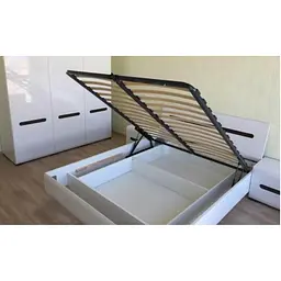 Ліжко двоспальне (підйомний механізм) ВМК (БРВ) Ацтека LOZ/160 160x200 см Білий + Білий глянець (GRB-1568) - мініатюра 3