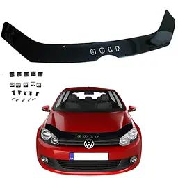 Дефлектор капота мухобойка Volkswagen Golf VI 2008-2014 Євро кріплення Voron Glass