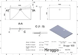 Душовий піддон Miraggio BRUGGE 1600 (0000613) Miramarble | Глянцевий | Прямокутний | Білий - мініатюра 2