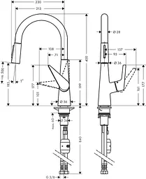 Змішувач Hansgrohe Talis M51 200 2jet для кухні з витяжним виливом 72813000 Хром - мініатюра 2