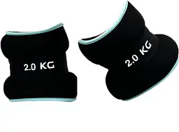 Обтяжувачі EasyFit 2 х 2 кг для ніг та рук Чорні з блакитним (EF-1020-BL)