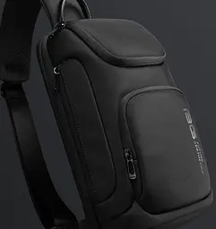 Однолямковий рюкзак через плече Bange BG-7565 7л Сумка-слінг з USB-роз'ємом Black (19369) - мініатюра 6