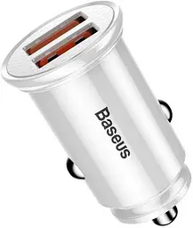 Автомобільний зарядний адаптер BASEUS Circular Plastic 2 USB A+A CCALL-YD02 білий - мініатюра 2