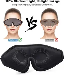 Маска для очей WellSync для сну, 3D контурна маска для сну, пов'язка на очі, накладки на очі з регульованим ремінцем, блокування - мініатюра 5