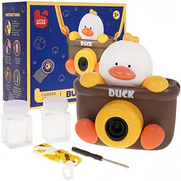 Дитячий пістолет для запуску мильних бульбашок Duck Bubble зі звуком, автоматична машинка для бульбашок, 2 флакони в комплекті - мініатюра 6