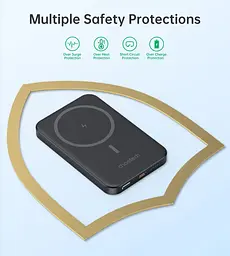 УМБ Choetech Magnetic Wireless 5000mAh 20W PD Qi-15W USB-C In/Out, тонкий, Black - мініатюра 5