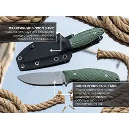 Ніж з чохлом туристичний SRM Fossa 605T-GP, (8.8 см) 14C28N / G10 зелений - мініатюра 10