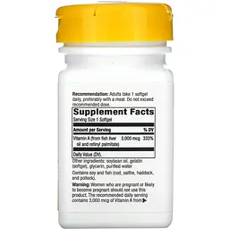Вітамін А Nature's Way Vitamin A 3000 мкг 100 желатинових капсул - мініатюра 2