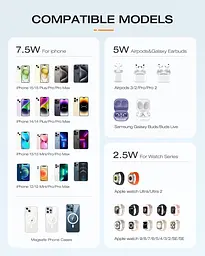 Складана бездротова зарядна станція AGPTEK 3-в-1 для iPhone та AirPods - мініатюра 6