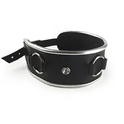 Нашийник з натуральної шкіри зі стразами та кільцем Art of Sex - Collar Ring - мініатюра 3