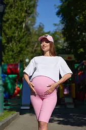 Велосипедки для вагітних із високим поясом на животик Parma Lullababe розмір XL Рожевий