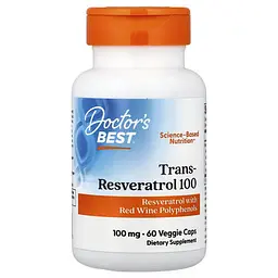 Ресвератрол Trans-Resveratrol 100 with ResVinol 100 mg 60 капсул Doctor's Best vit0005014