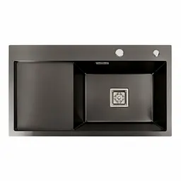 Кухонна мийка Platinum Handmade PVD 780x430x220 R чорна (квадратний сифон,3.0/1.0), Чорний