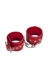 Наручники Leather Restraints Hand Cuffs Red - мініатюра 1