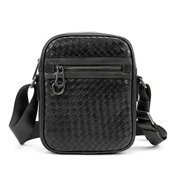 Месенджер шкіряний чорний плетений TIDING BAG 88362-1A чорний - мініатюра 3