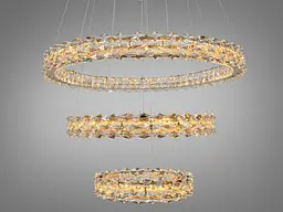 Підвісна LED-люстра Diasha 7895/800+600S-gold для вітальні, залу та сходів, кришталь, 95 W, 75 см, 16-25m2 - мініатюра 3