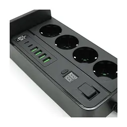 Мережевий фільтр живлення Voltronic G12H, 4 роз, 4USB 3,2А, 2 Type-C, 2м Black (YT-G12H) - мініатюра 5