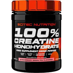 Креатин Scitec Nutrition 100% Creatine Monohydrate Полуниця-зелений чай 300 г