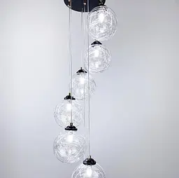 Підвісний світильник Transparent Bubbles на 7 плафонів з металевою ниткою Line.F 371/7 - мініатюра 4