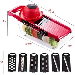 Овочерізка - мультислайсер Mandoline Slicer 6 in 1 · Тертка – шатківниця для овочів та фруктів з контейнером - мініатюра 3