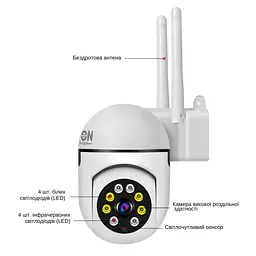 IP-камера поворотна XON SmartCam Wi-Fi 1080P (UCWEW21VW 7409) Біла - мініатюра 9