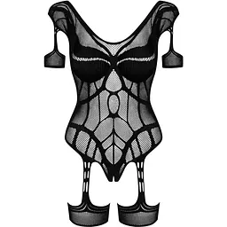 Нейлоновий бодістокінг з імітацією гартер Obsessive Bodystocking G334 S/M/L, Black, з доступом - мініатюра 3