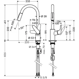 Змішувач для кухні Hansgrohe Focus M41 31815800 - мініатюра 3