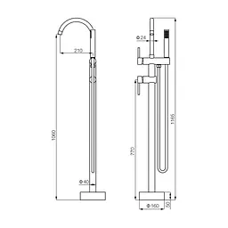 Змішувач для ванни підлоговий VBI Milano chrome VBI-050108CH, Хром - мініатюра 2