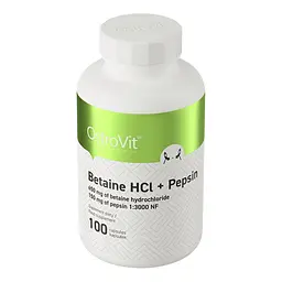 Амінокислота OstroVit Betaine HCl + Pepsin 100 капсул - мініатюра 2