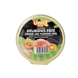 Смачний паштет UNIQ PETS CAT WET FOOD DELICIOUS з куркою та насінням подорожника, 30 г