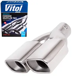 Насадка на глушник подвійна Vitol 280 x 2-107 x 64 мм Хром (НГ-0352) - мініатюра 2