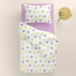 Дитяча постільна білизна в ліжечко BUTTERFLY SC12, жовтий (ButterfliesGrayYellow_46Camellia_140) - мініатюра 2