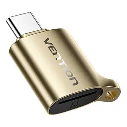 Кардридер Vention USB-C для карт microSD/TF USB 3.0 підтримка карт до 2 ТБ для смартфонів із USB-C та OTG без встановлення драйверів металевий корпус золотий (CLNJ0)